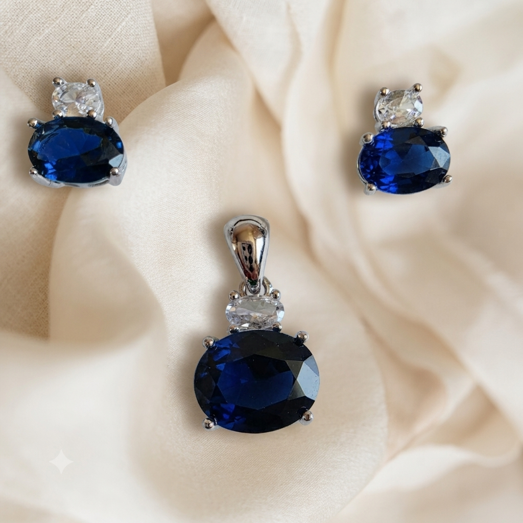 Sapphire & Silver Jewelry Set