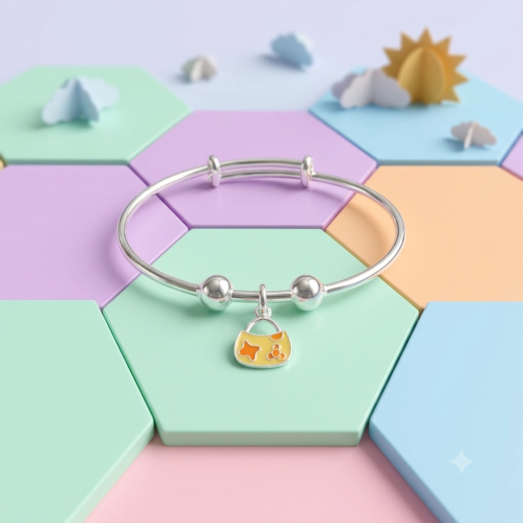 Silver Bracelet with Purse Charm
