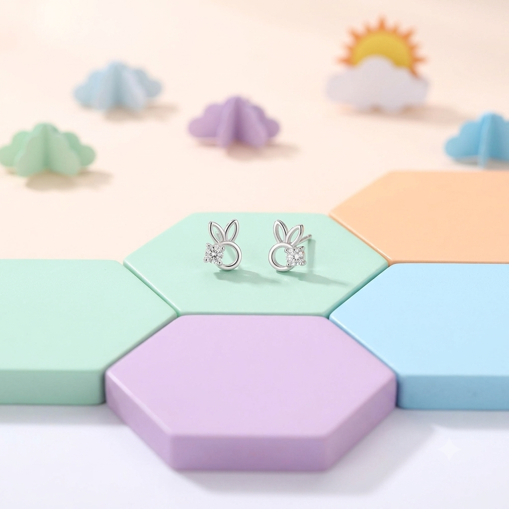 Silver Bunny Stud Earrings