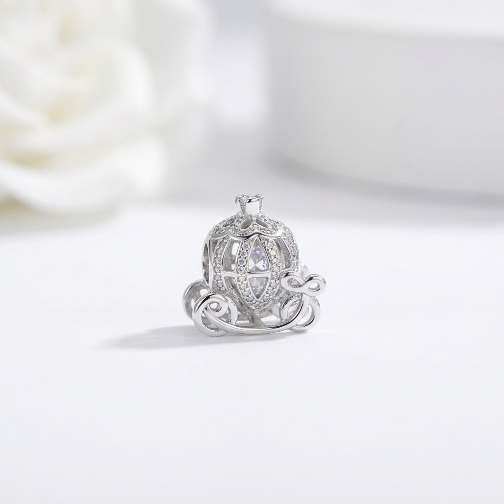 Silver Carriage Charm