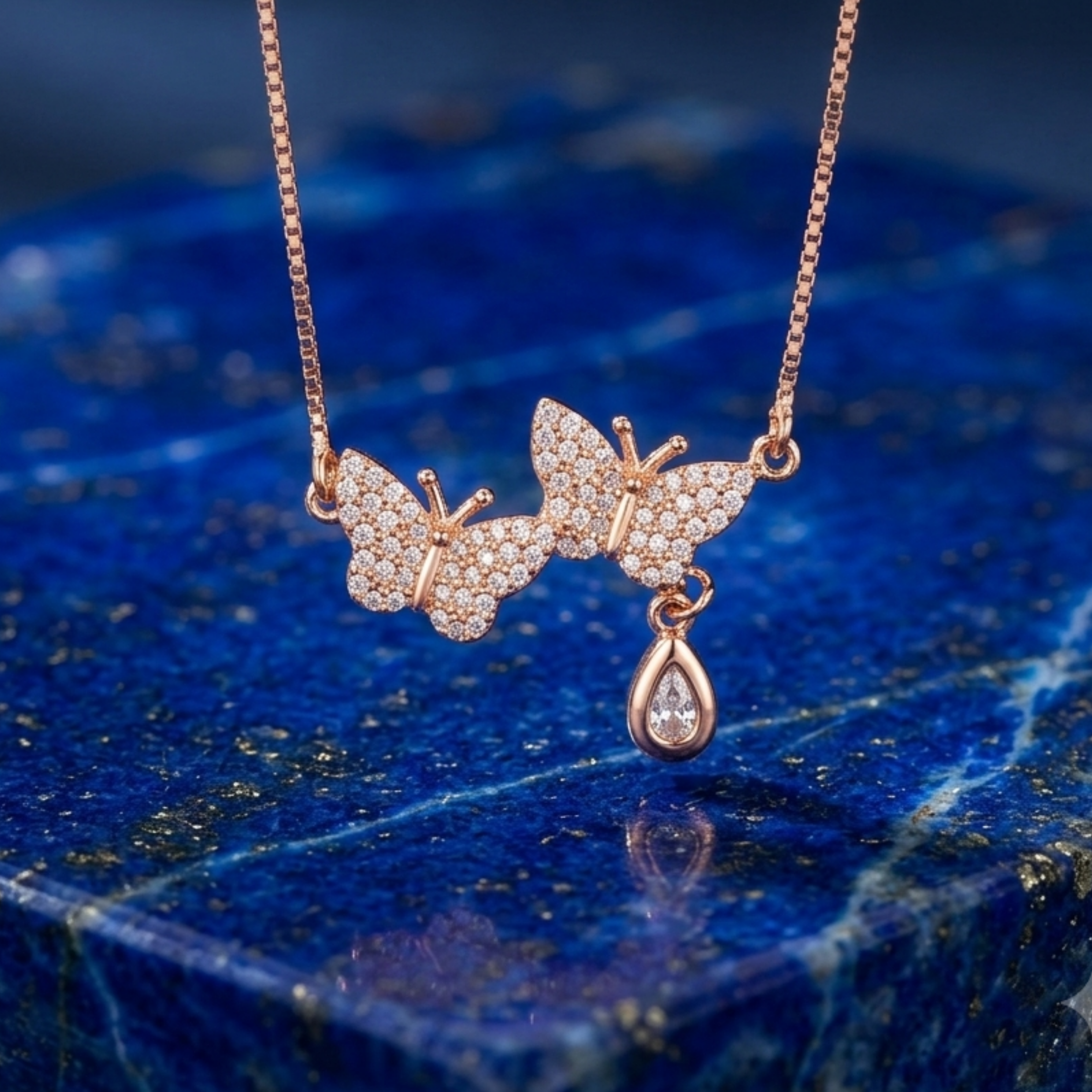 Golden Butterflies Pendant Necklace