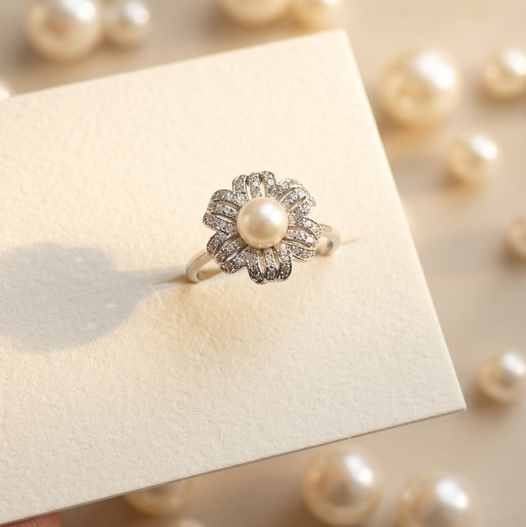 Mother of Pear Flower Ring