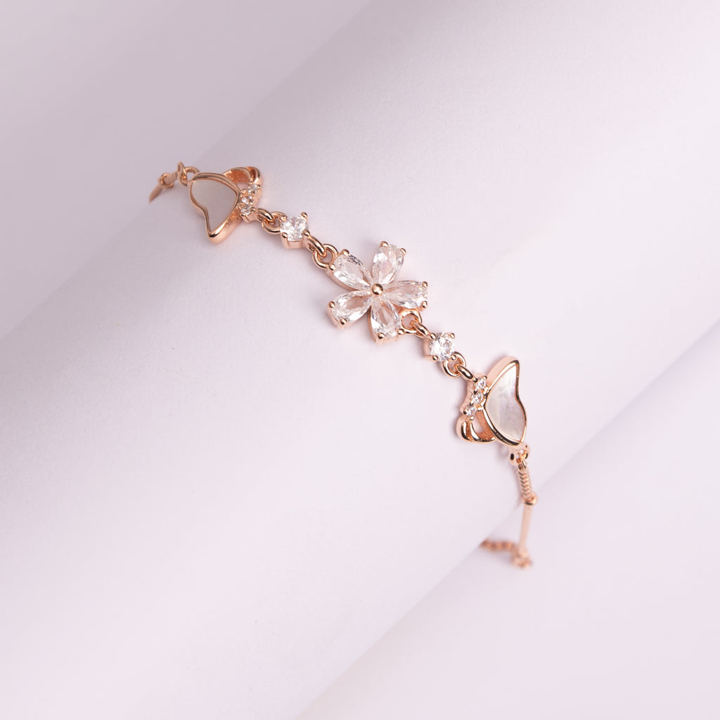 Floral Crystal Charm Bracelet