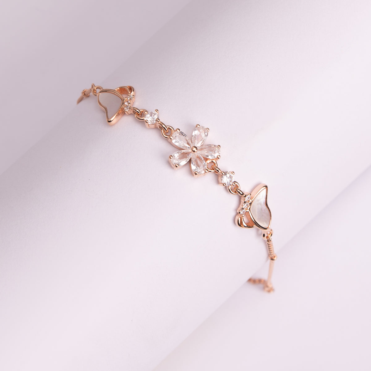 Floral Crystal Charm Bracelet