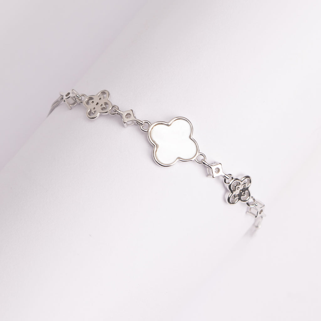 Silver Three Clover Charm Bracelet