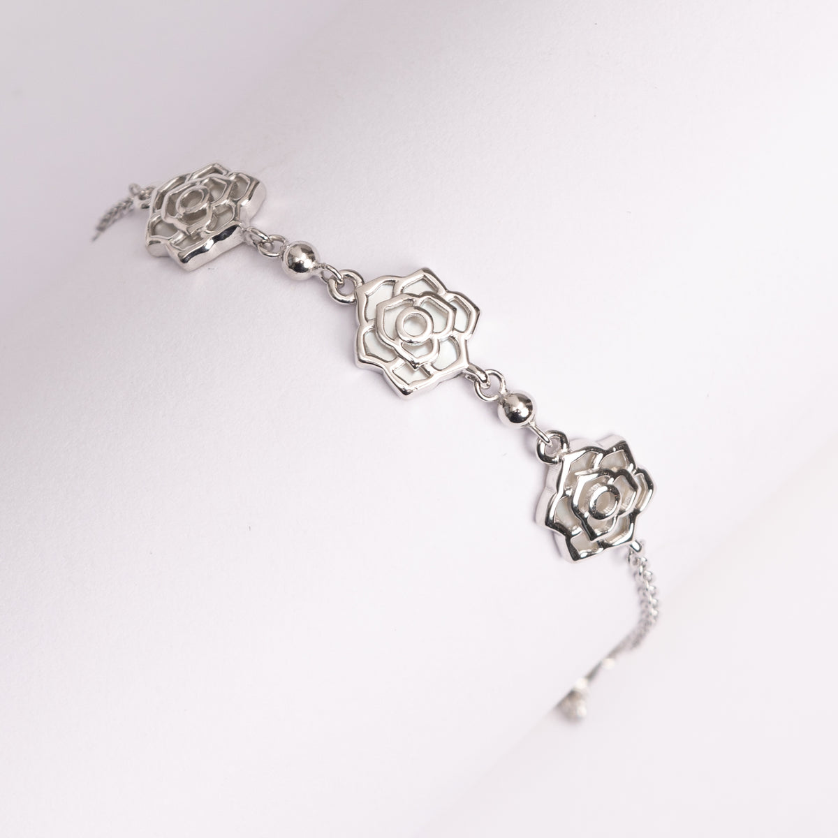 Sterling Silver Rose Bracelet