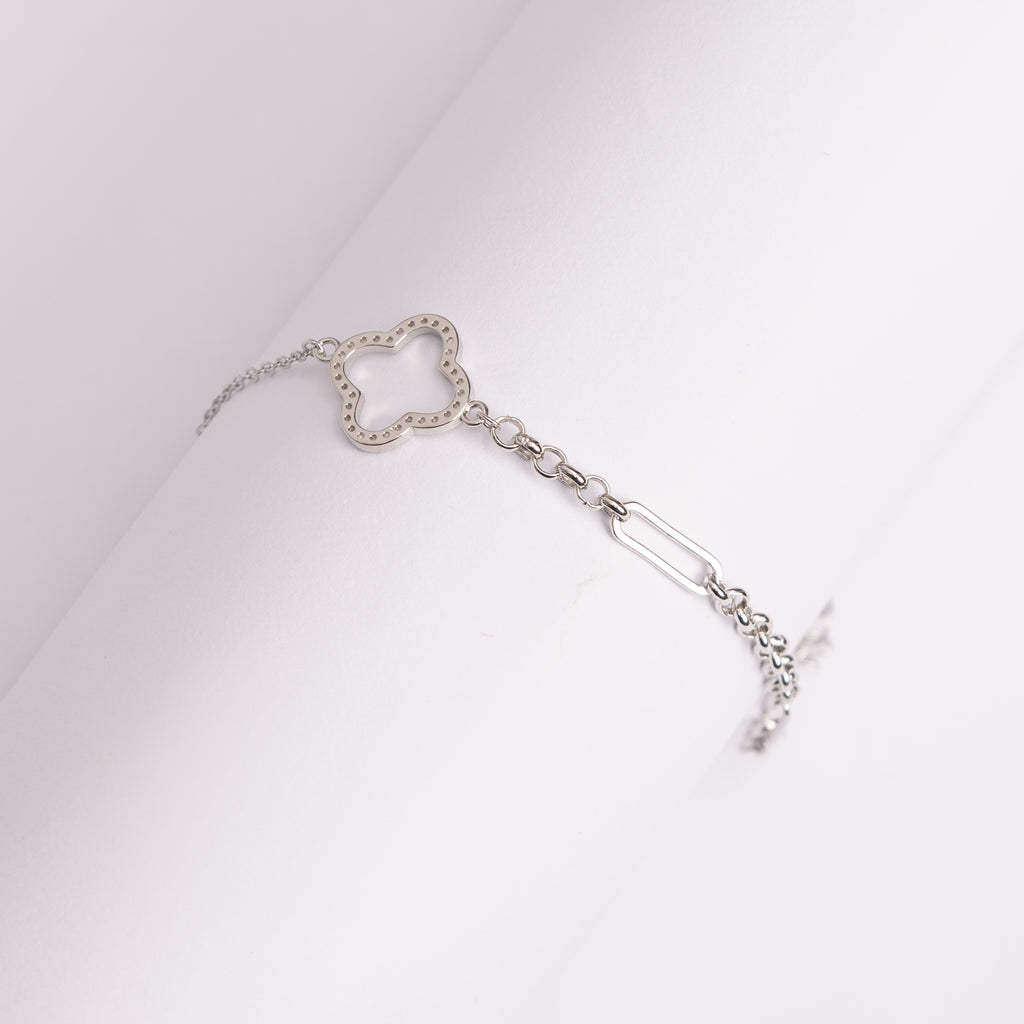 Silver Clover Charm Bracelet