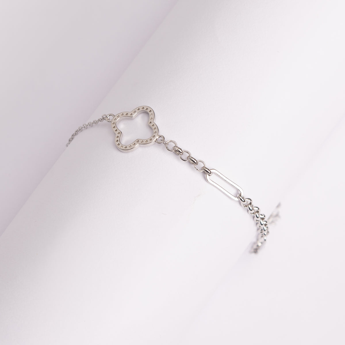 Silver Clover Charm Bracelet