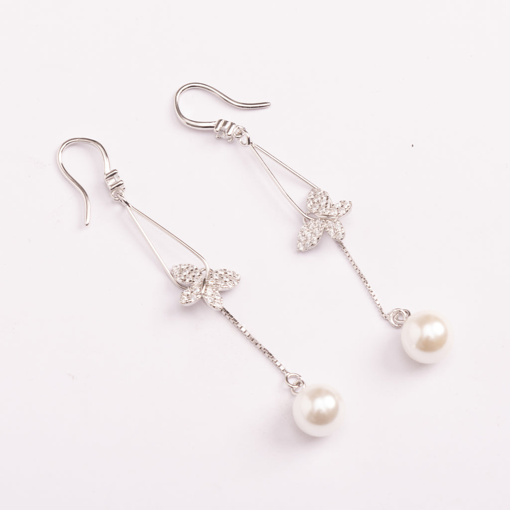 Butterfly Pearl Drop Earrings