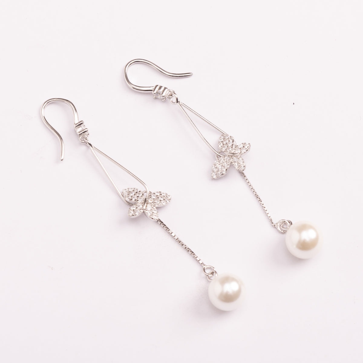 Butterfly Pearl Drop Earrings