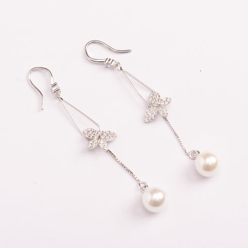 Butterfly Pearl Drop Earrings