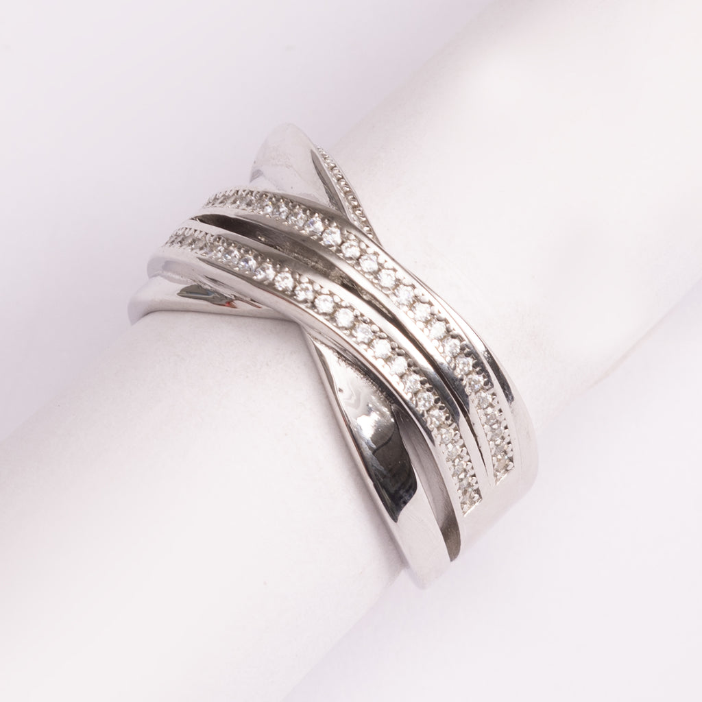 Silver Multi-Band Zirconia Ring