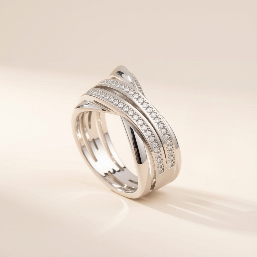 Silver Multi-Band Zirconia Ring