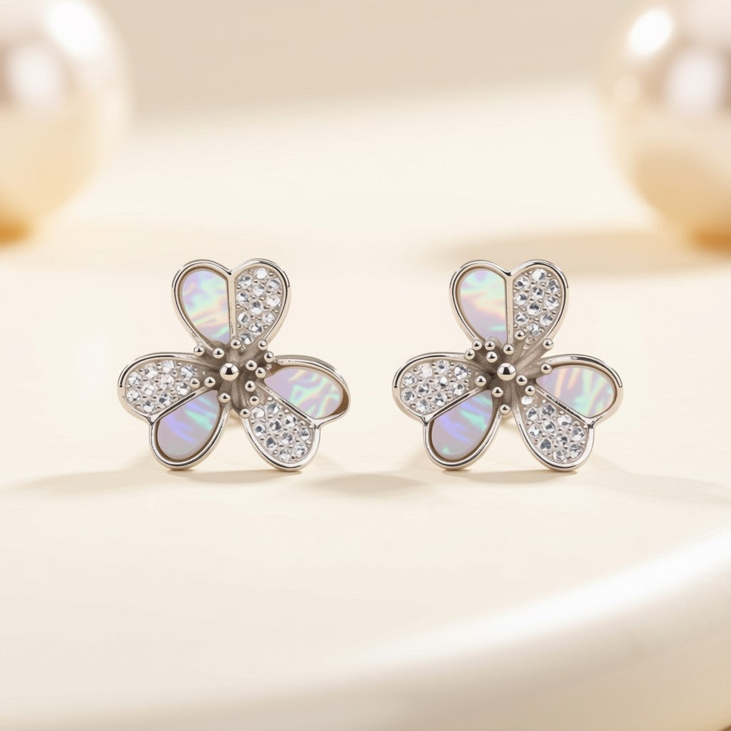 Floral Crystal Stud Earrings