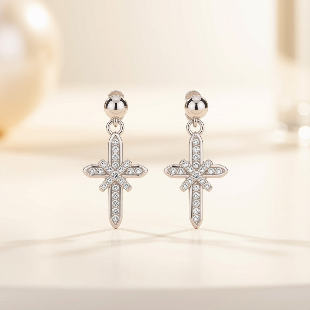Silver Cross Earrings