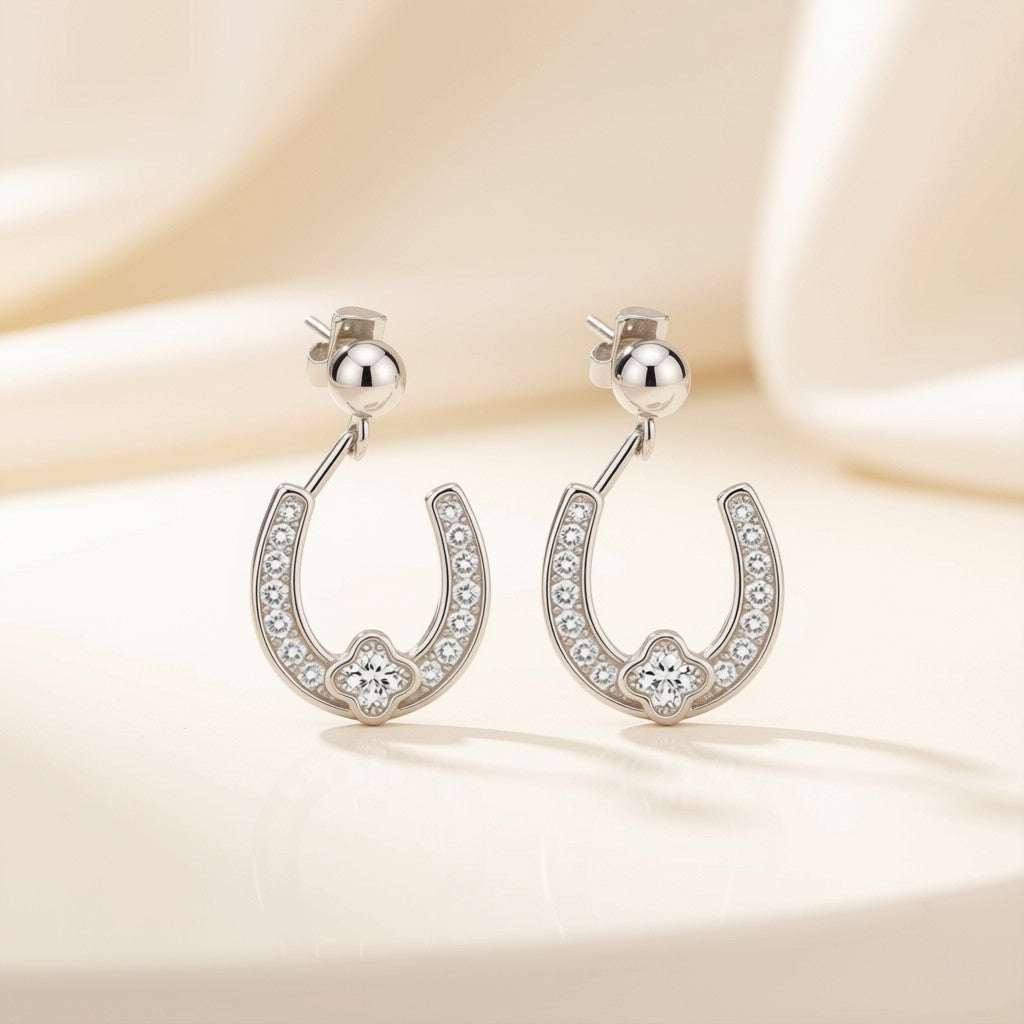 Horseshoe Crystal Stud Earrings