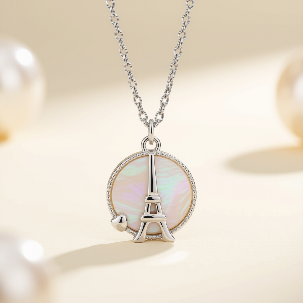 Silver Eiffel Pendant Necklace