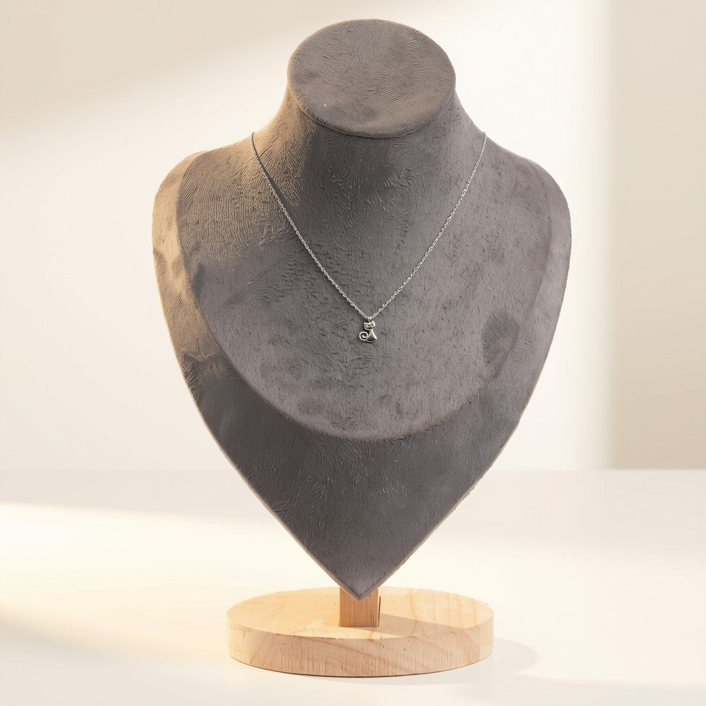 Silver Cat Charm Pendant Necklace