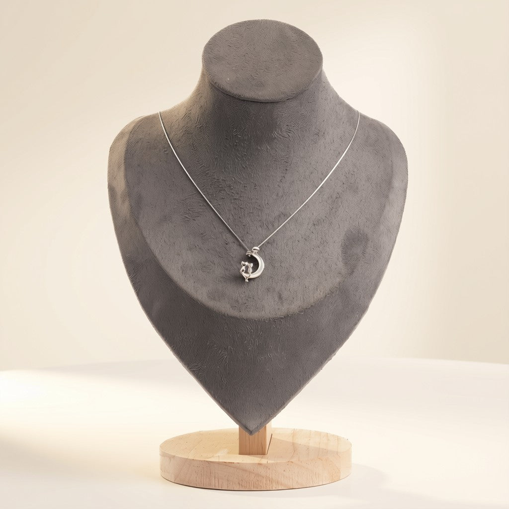 Silver Crescent Moon Necklace