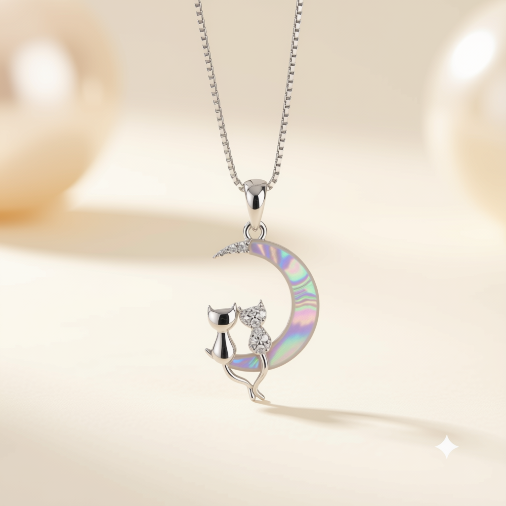 Silver Crescent Moon Necklace