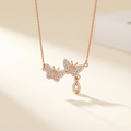 Golden Butterflies Pendant Necklace