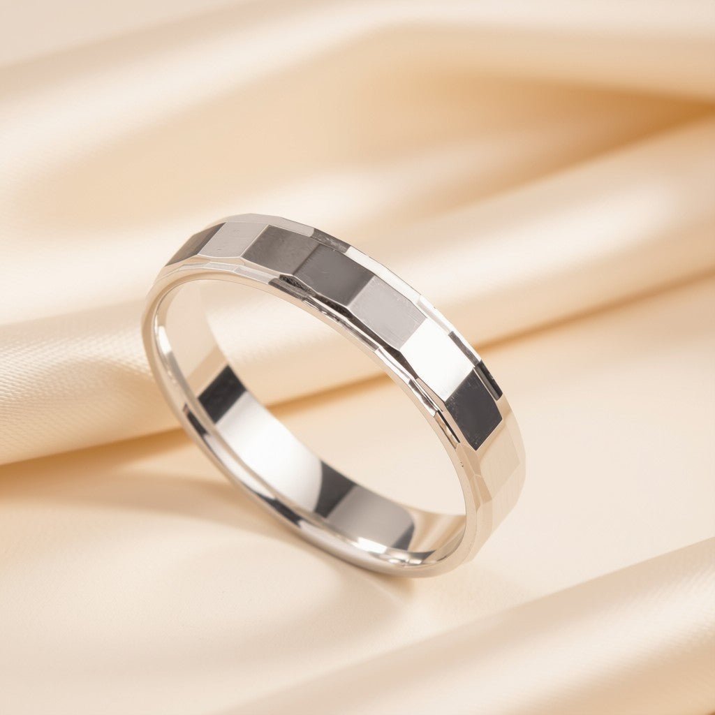 Faceted Silver Band Ring