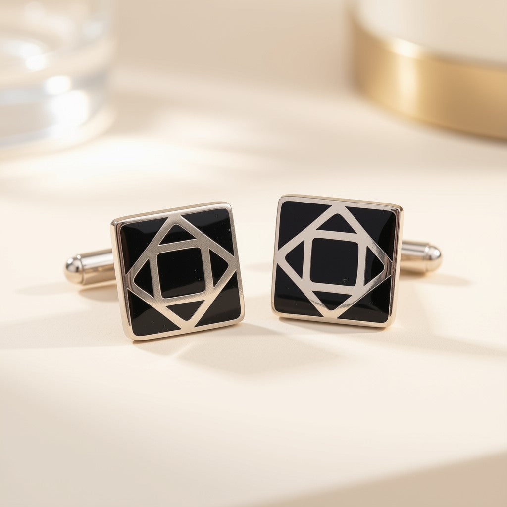 Geometric Black Cufflinks