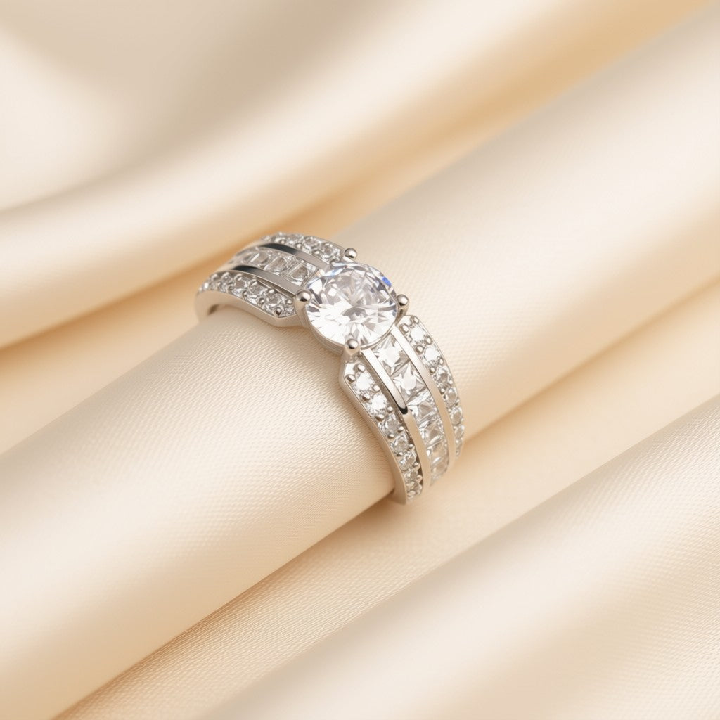 Elegant Silver Cubic Zirconia Ring